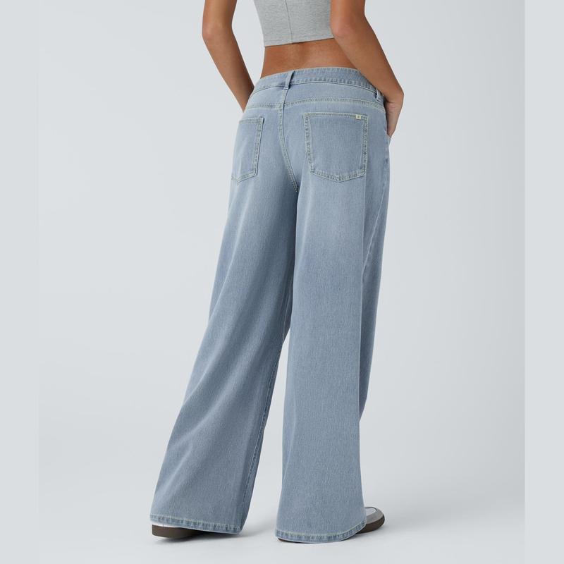 Wide-leg stretch jeans - blue spruce