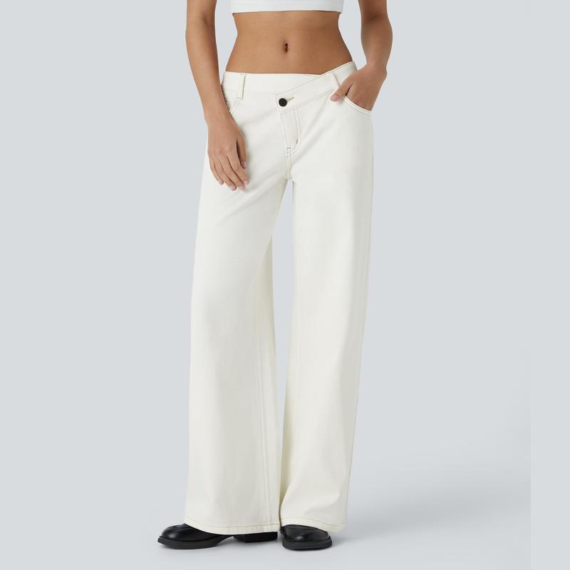 Soft stretch wide-leg denim jeans