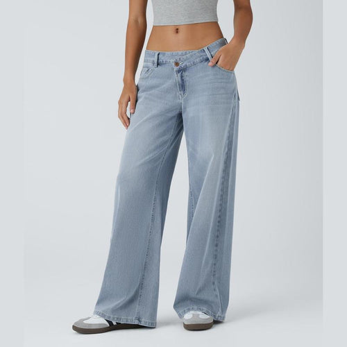 Comfortable wide-leg stretch jeans for women - Diagonal Denim