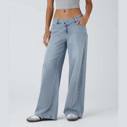 Comfortable wide-leg stretch jeans for women - Diagonal Denim