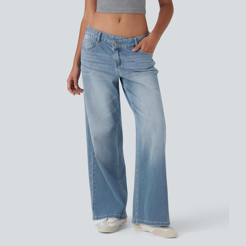 Flattering wide-leg stretch denim